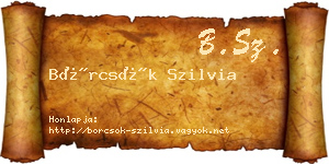 Börcsök Szilvia névjegykártya