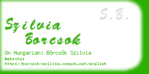 szilvia borcsok business card